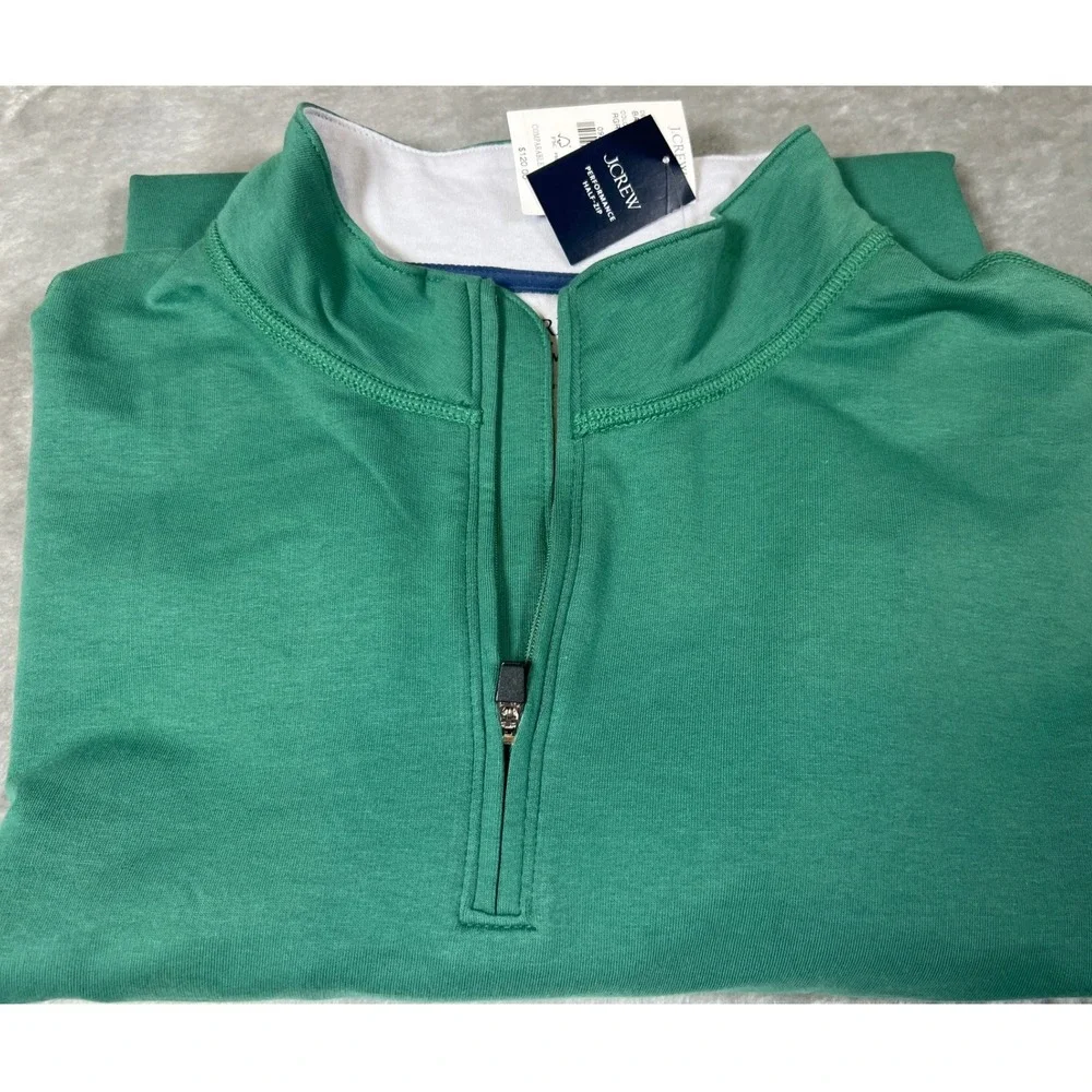 J.Crew Performance Mens Green Quarter Zip Pullover L Green‎ UPF 50+